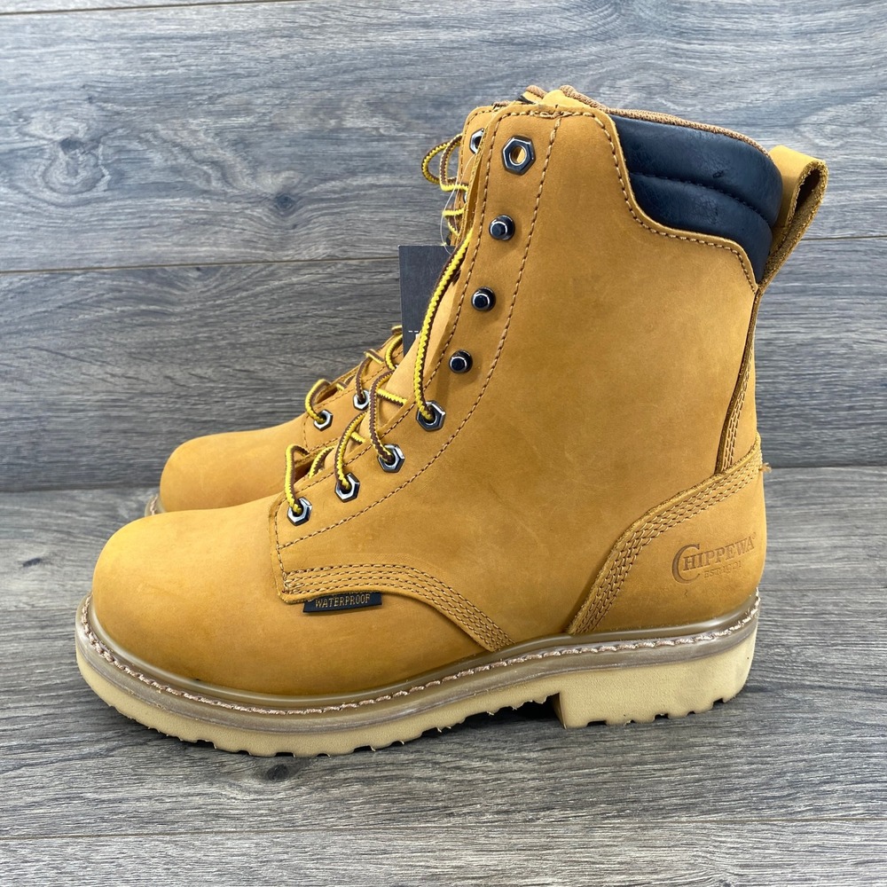 Chippewa Work Boots Mens 8D Tan Waterproof Insulated 8 Inch Leather NC2503